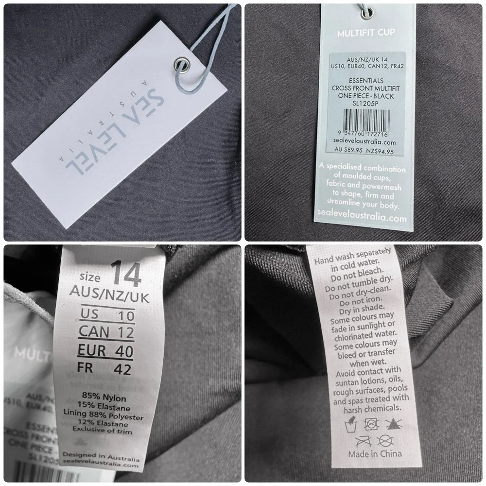 Nwt Sea Level One Piece Swimsuit Twist Top Ruched Sz 10 - Picture 12 of 13